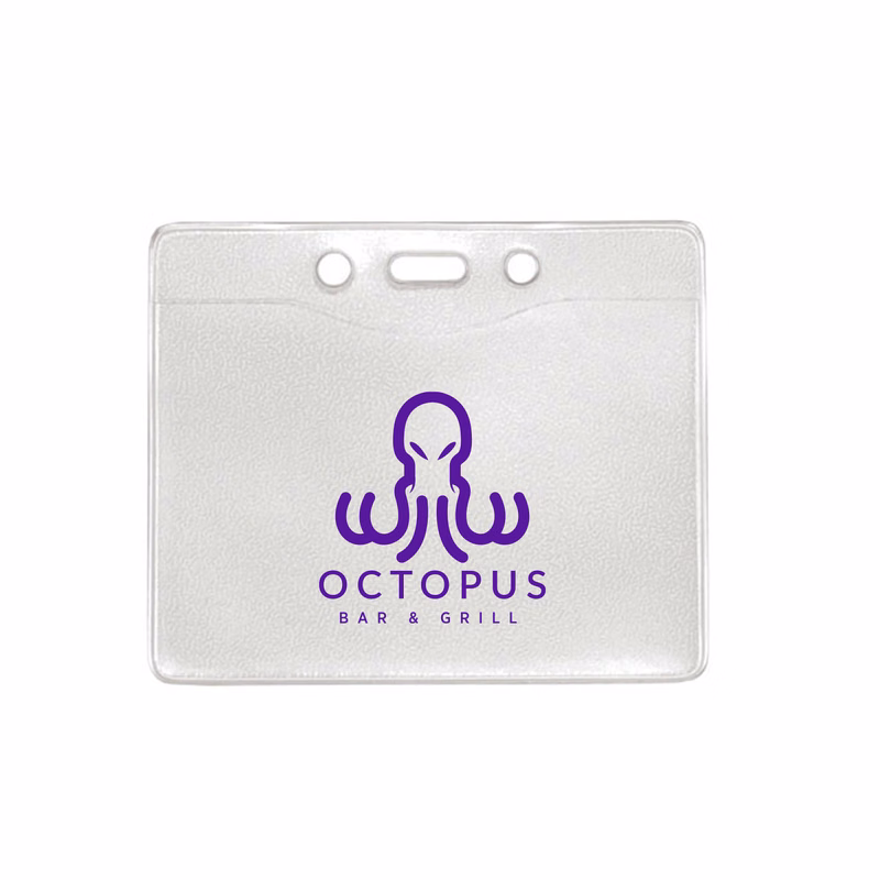 4.30" W x 3.56" H - Horizontal Clear Vinyl Badge Holder (1 Color Imprint)