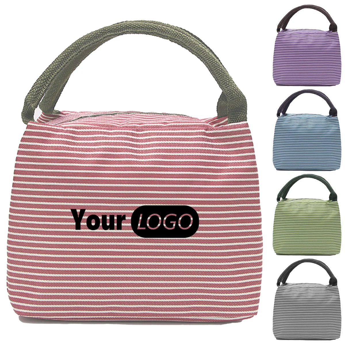 Nylon Stylish Striped Lunch Tote 1