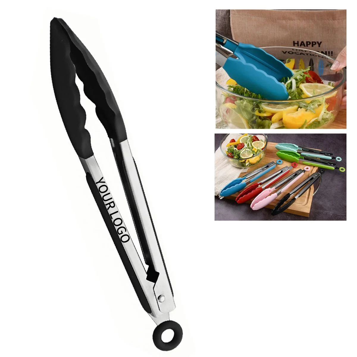 Locking Stainless Steel Silicone Serving Tong 1