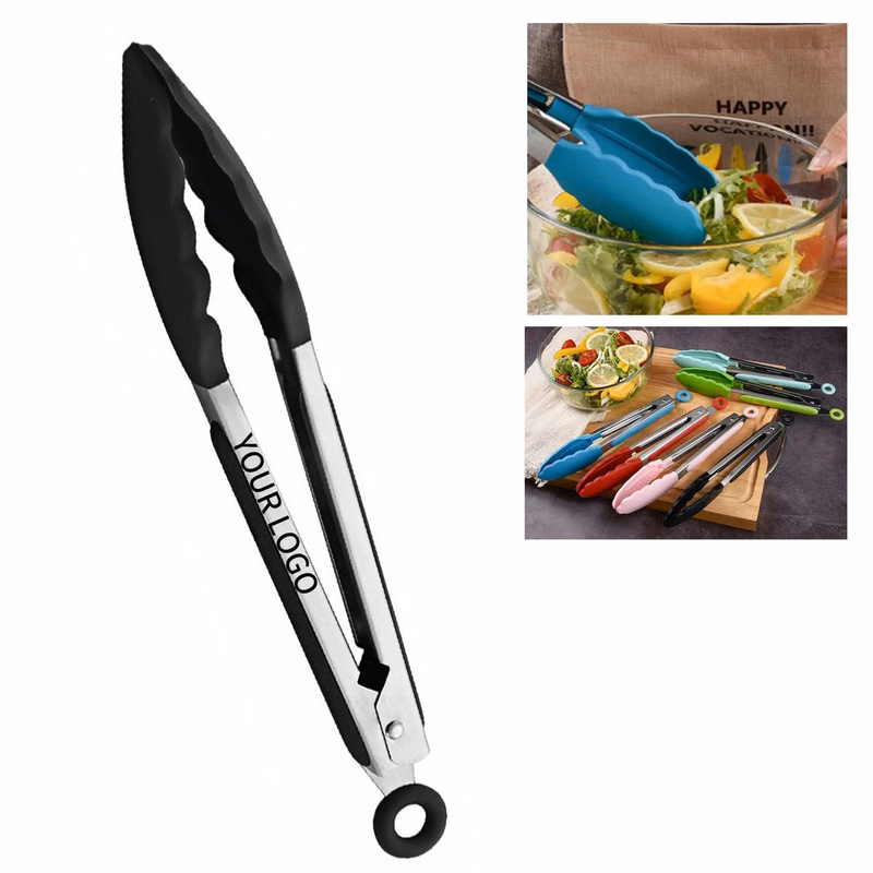 Locking Stainless Steel Silicone Serving Tong