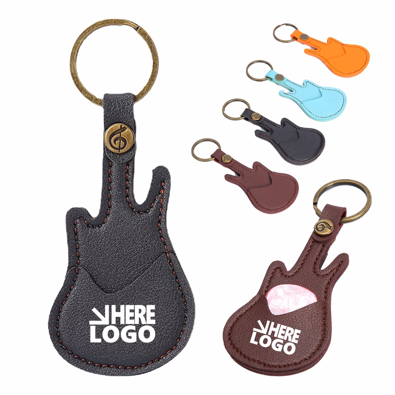 MOQ 20 Guitar Pick Holder Key Tag PU Leather