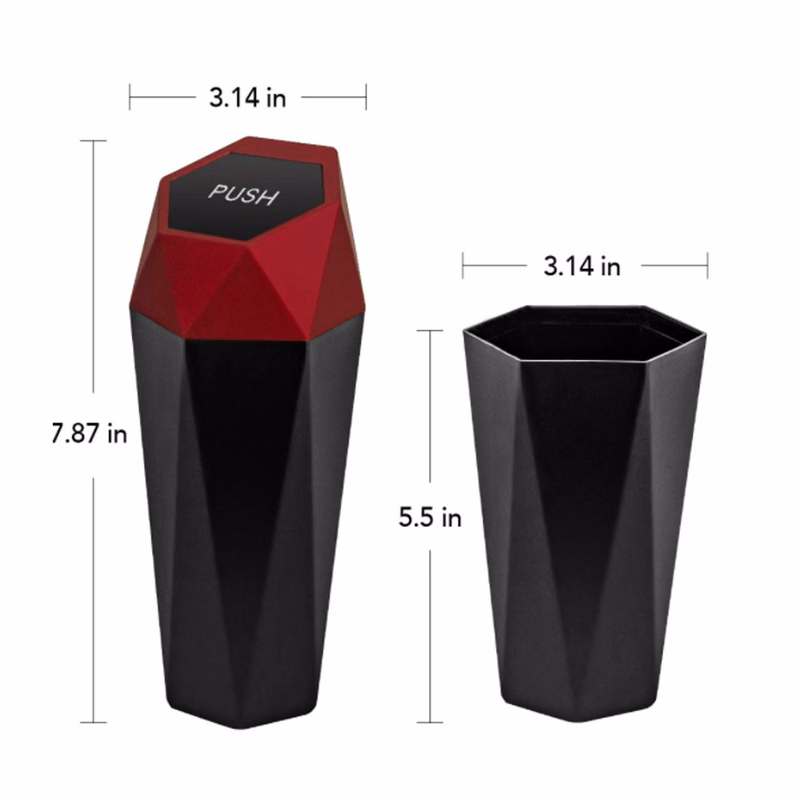 Mini Car Trash Can In Diamond Shape W/ Lid
