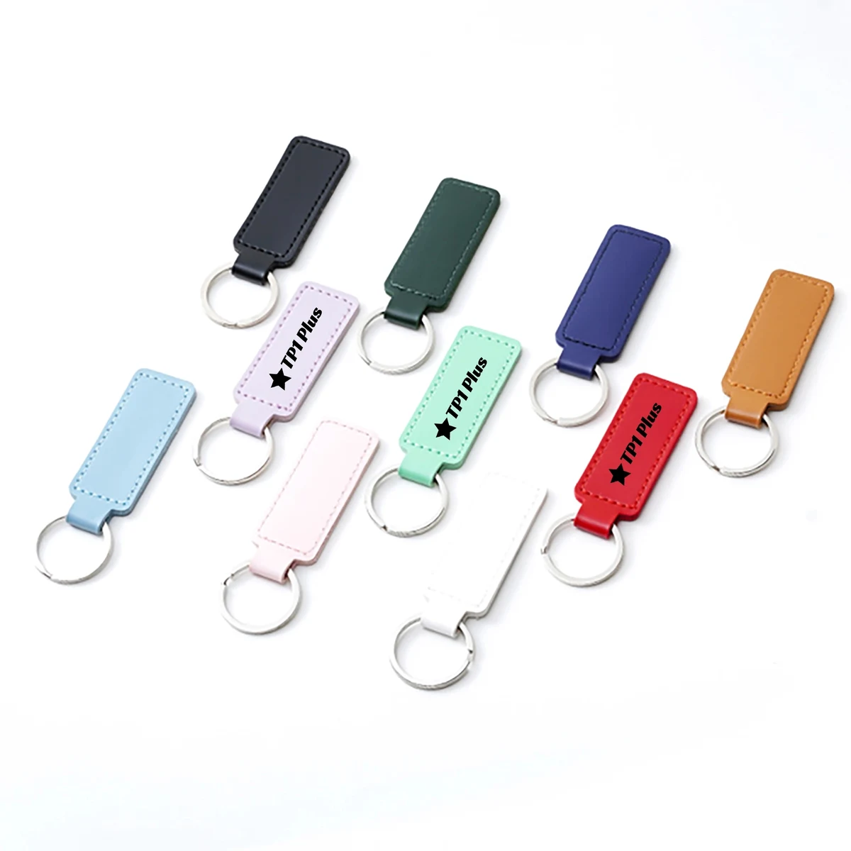 Polyurethane Leather Rectangle Key Rings 1