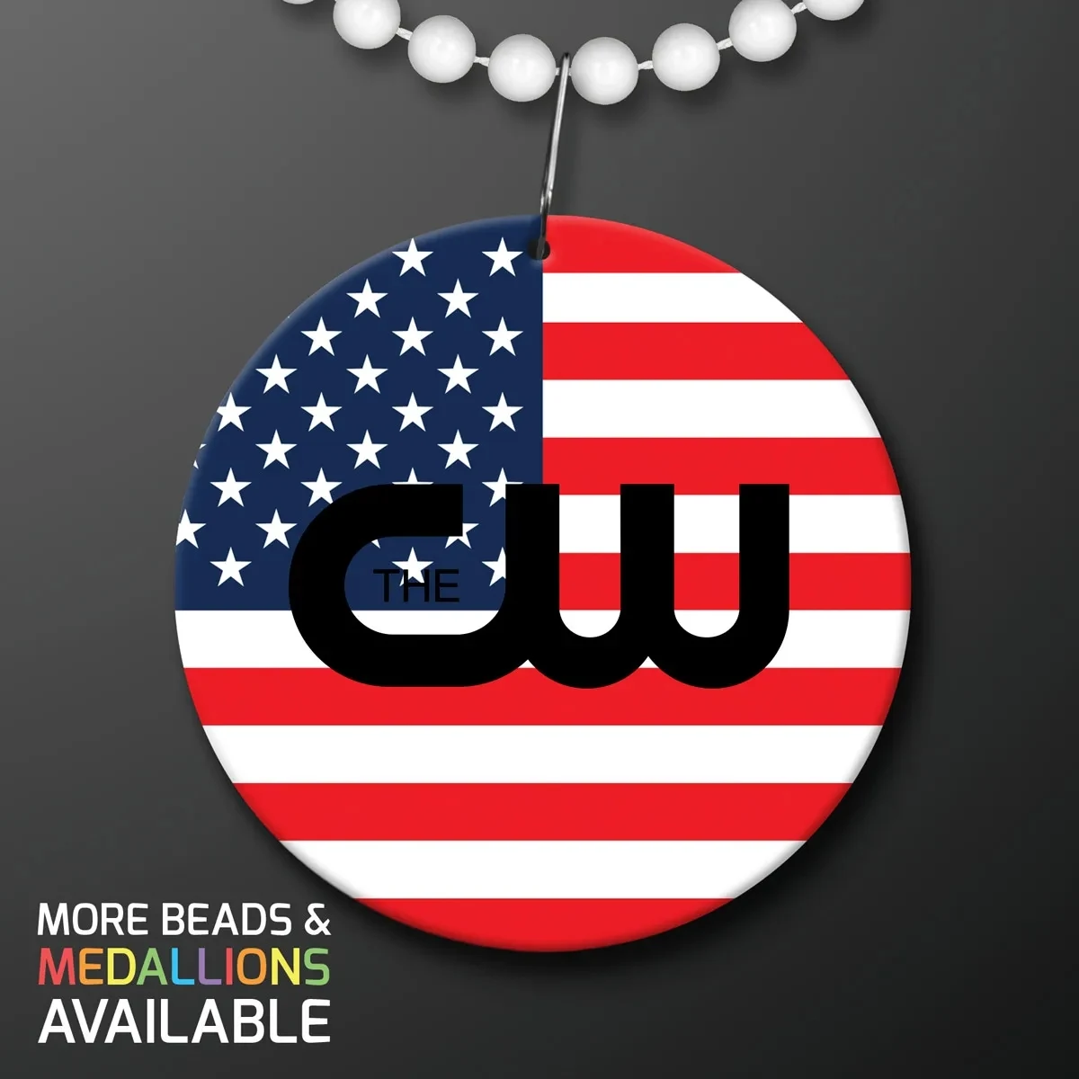 USA Flag Medallion with Beaded Necklace (Non Light Up) 1