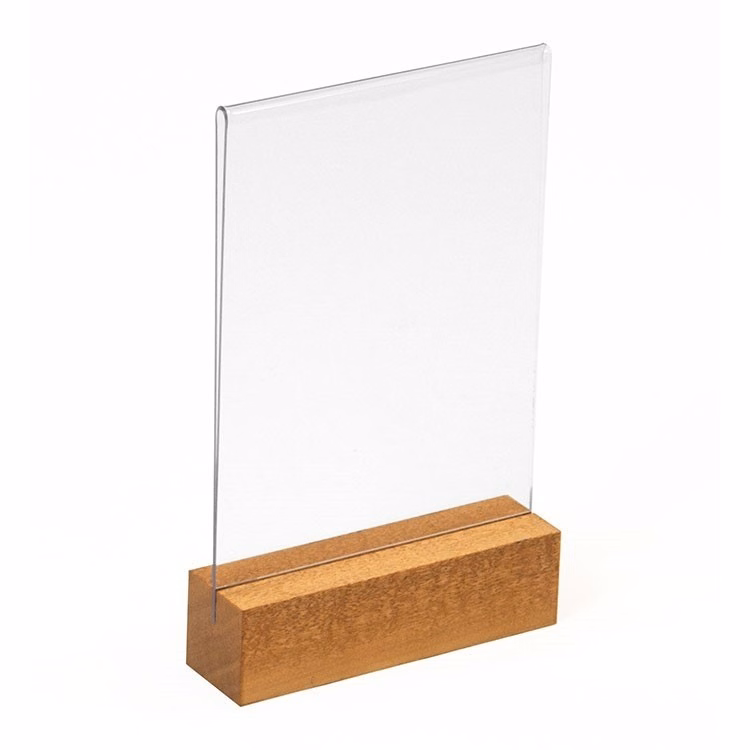 Acrylic Table Tent with Wood Base - 4w x 6h