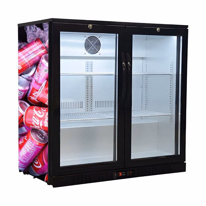210L 2-Door Back Bar Fridge Cooler Swing Door