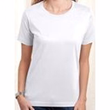 Embroidered LAT Ladies Scoop Neck White T-shirt