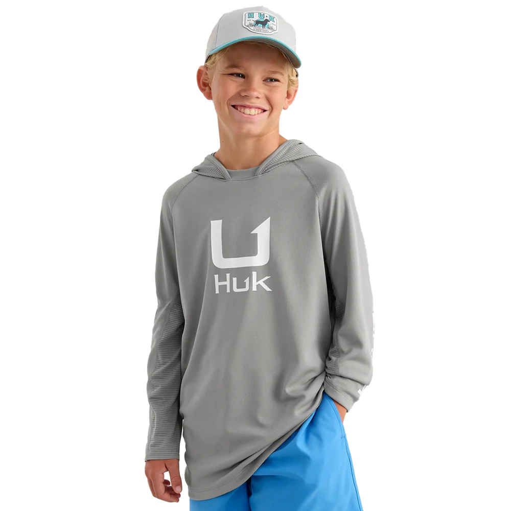 Huk® Youth Quick-Dry Fishing Hoodie with Custom Logo 1