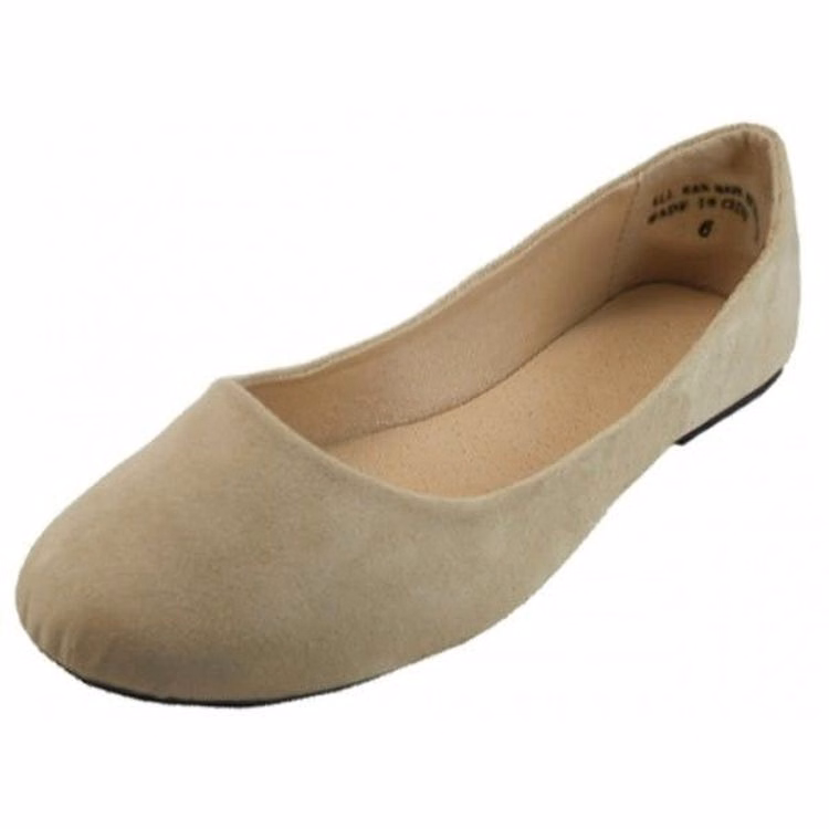 Women Ballerina Flats Shoes - Nude Sizes 6-11 Micro suede