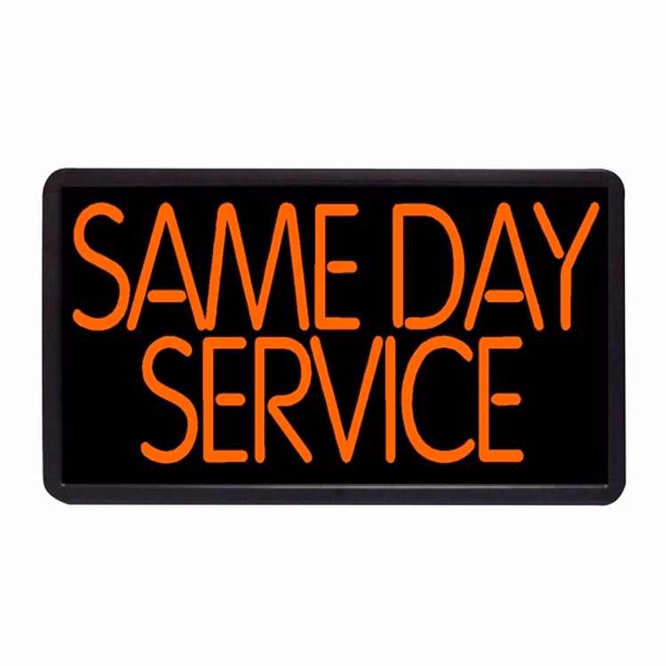Same Day Service 13" x 24" Simulated Neon Sign