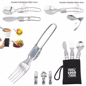 3 In 1 Stainless Steel Flatware Spork Knife With Pouch
