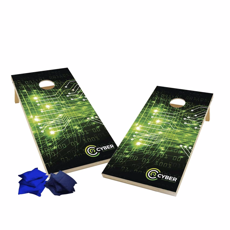 Wood Cornhole Plus, 4 Navy & Royal Bean Bags