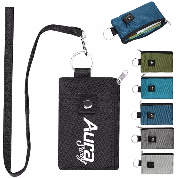 Custom Multi-Purpose Card Holder with Adjustable Lanyard — Conference Badge Organizer