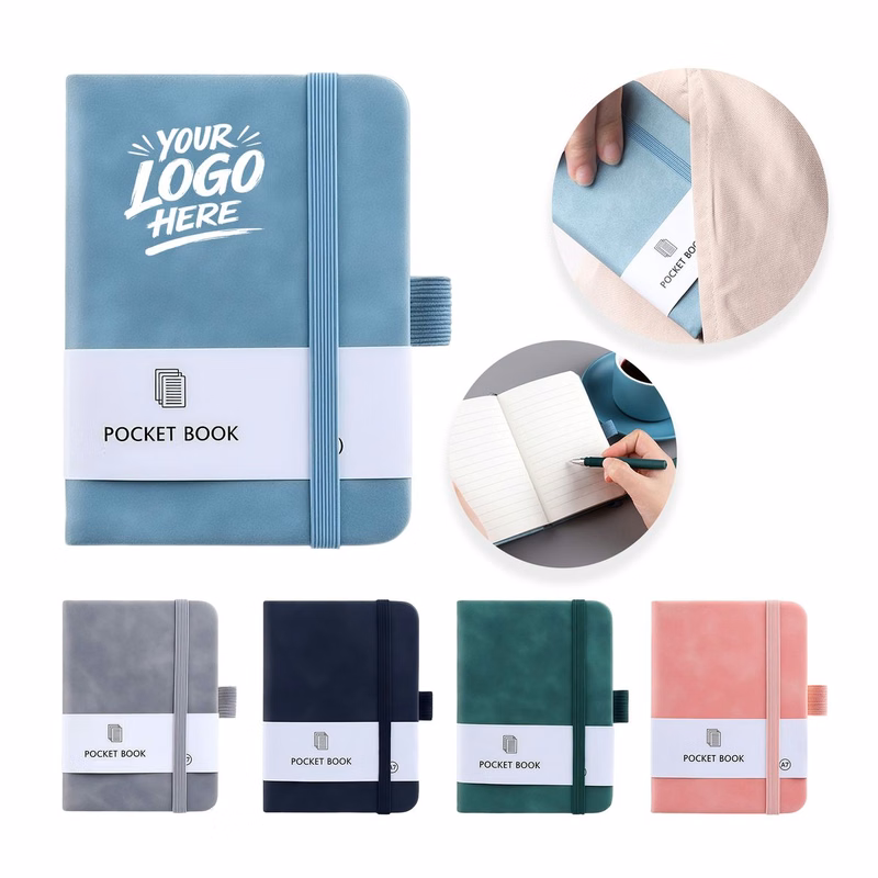 A7 Pocket Notebook Elastic Band Leather Feel Compact