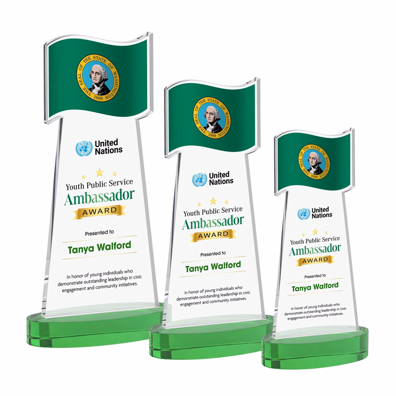 Flag VividPrint™ Award on Alberton Base - Green