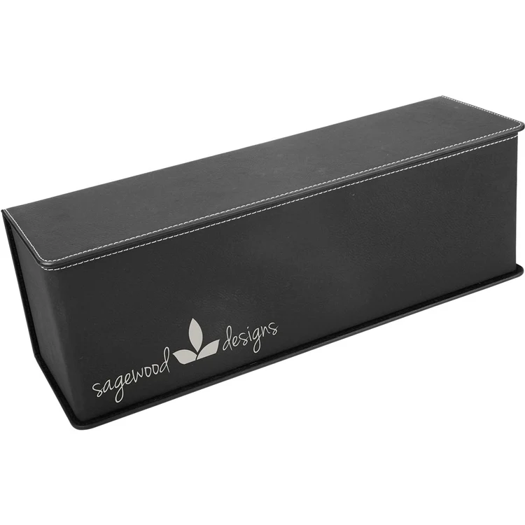 Black/Silver Leatherette Single Wine Box w/ Tools 1