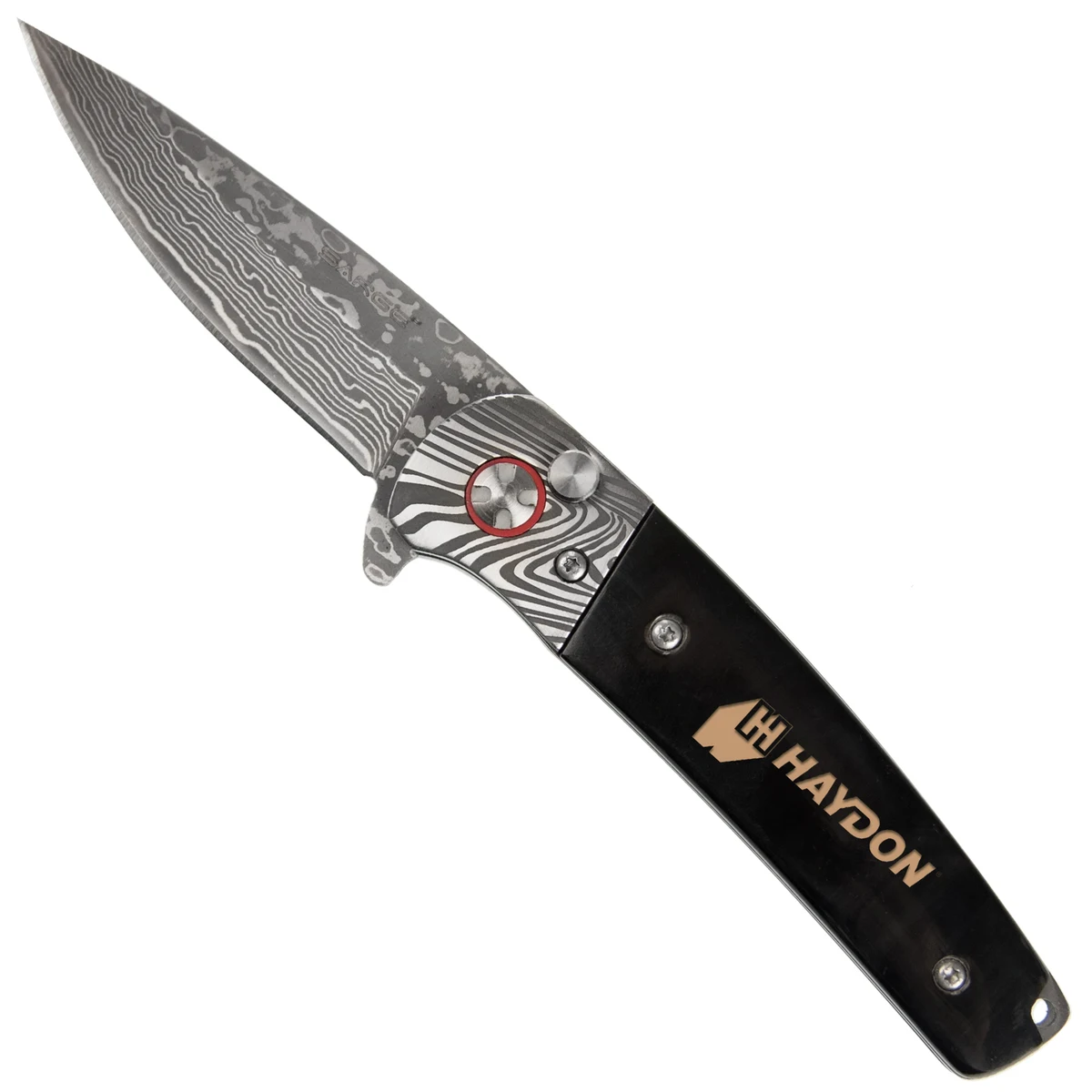 Falcon - Damascus & Buffalo Horn Pocket Knife 1