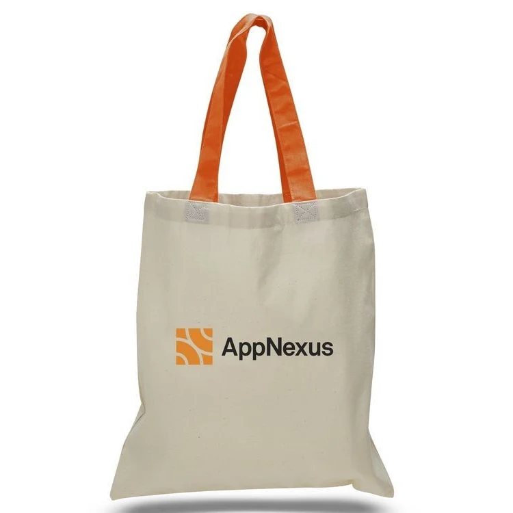 Economy 6 Oz. Cotton Tote Bag w/Contrast Handles (15"x16"), custom tote bag with logo imprint 1