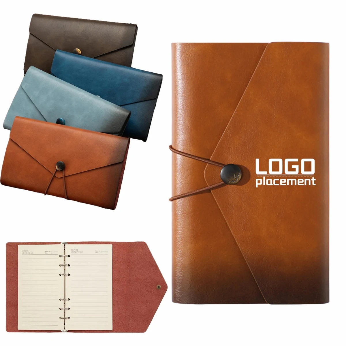 Gradient A6 Pocket Notebook, Faux Leather, Custom Logo 1
