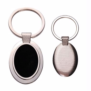 Oval Metal Key Chain with Reflective Center