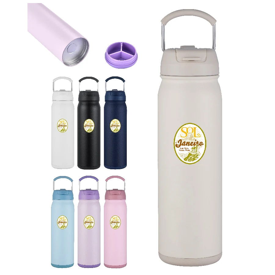 Union Printed - 24 oz.Vacuum Bottle 2in1 Dual Use Lid w/ Carry Handle - Full Color 1