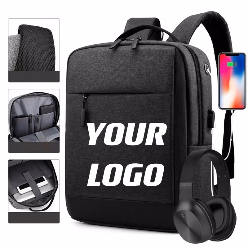 Custom Business Laptop Backpack / Water Resistant Bookbag