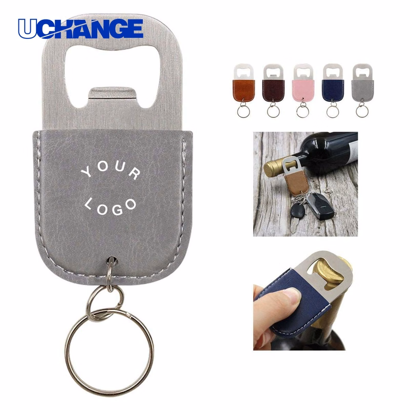 PU Leather Bottle Opener Keychain Tool Portable for Drinks