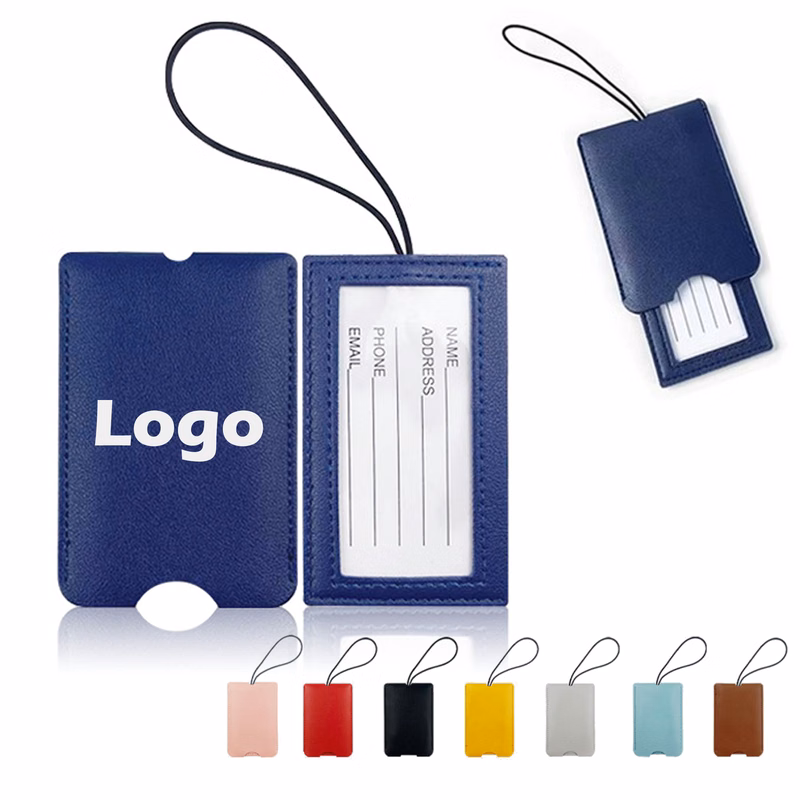 PU Leather Luggage Tag With Elastic Strip
