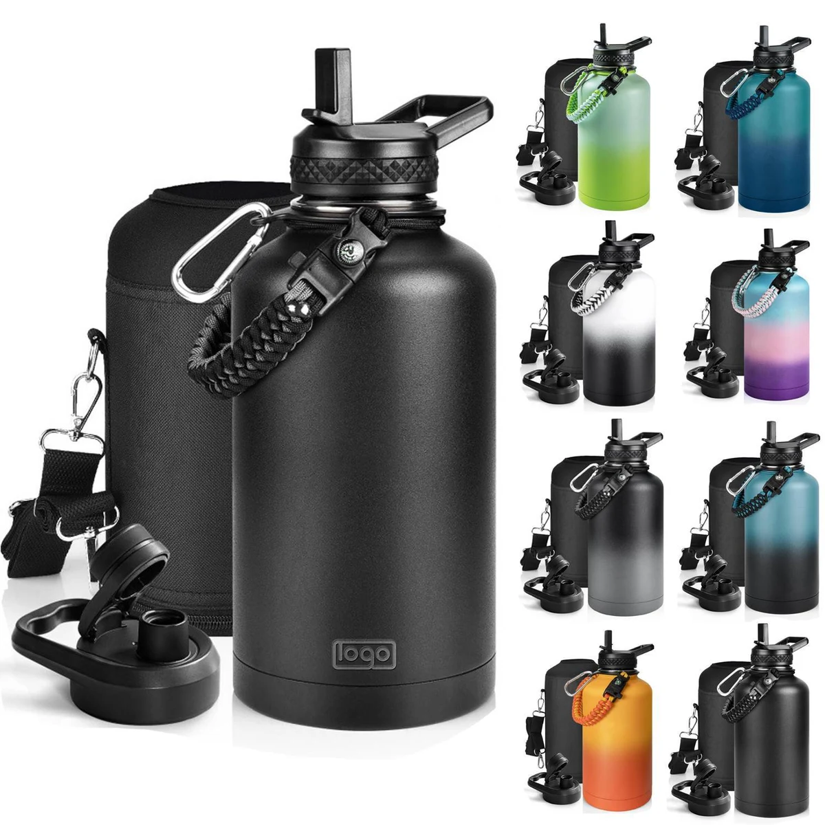 64oz Large Capacity Stainless Steel Insulated Water Bottle, custom water bottle with logo imprint 1