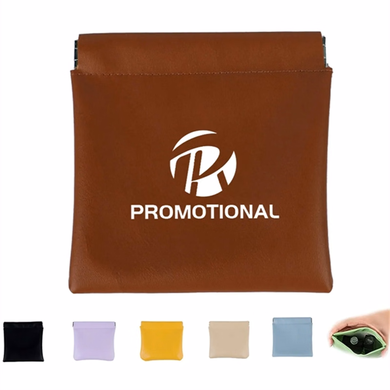 PU Leather Self-Closing Pocket Cosmetic Makeup Bag