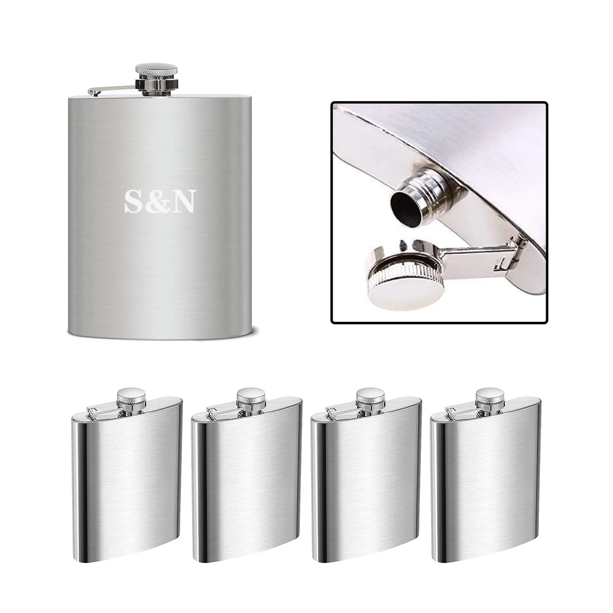 8 oz Stainless Steel Hip Flask For Camping, Hiking And Adventure, custom water bottle with logo imprint 1