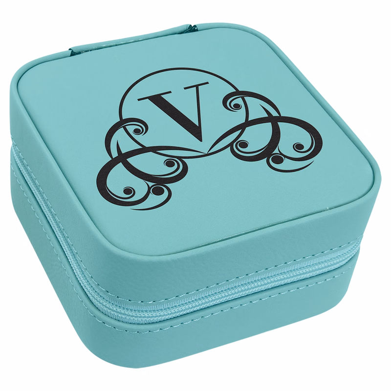 4" X 4" Teal Leatherette Travel Jewelry Box