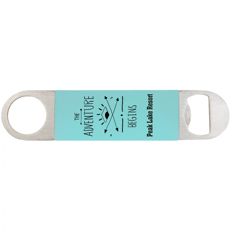 1 1/2" x 7" Teal/Black Bottle Opener with Silicone Grip 1
