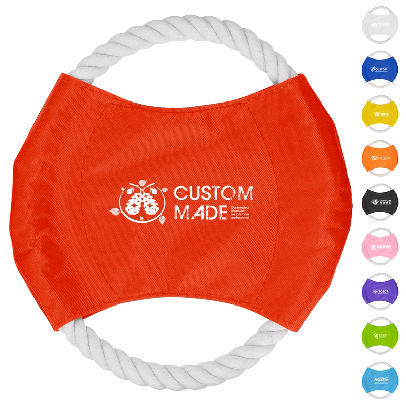 Woven Canvas Cotton Fetch And Tug Rope Flying Disc Dog Toy