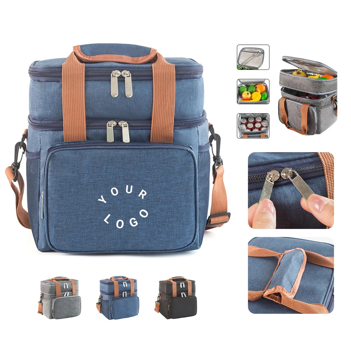Portable Two Layer Cooler Bag with Carry Strap 1