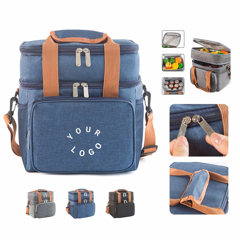 Portable Two Layer Cooler Bag with Carry Strap