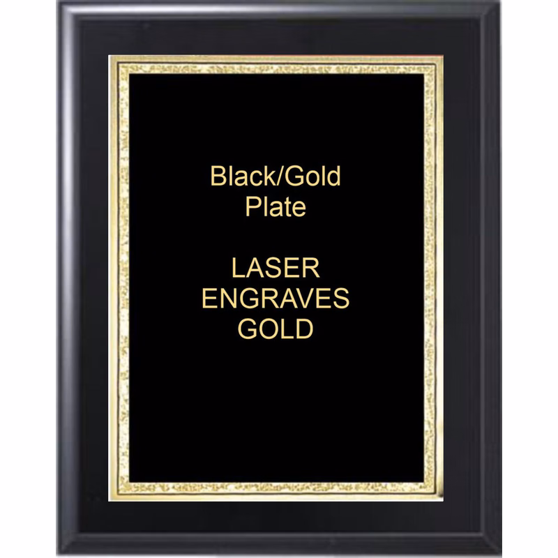 6" x 8" Black Piano Finish Plaque with a Black Florentine Plate