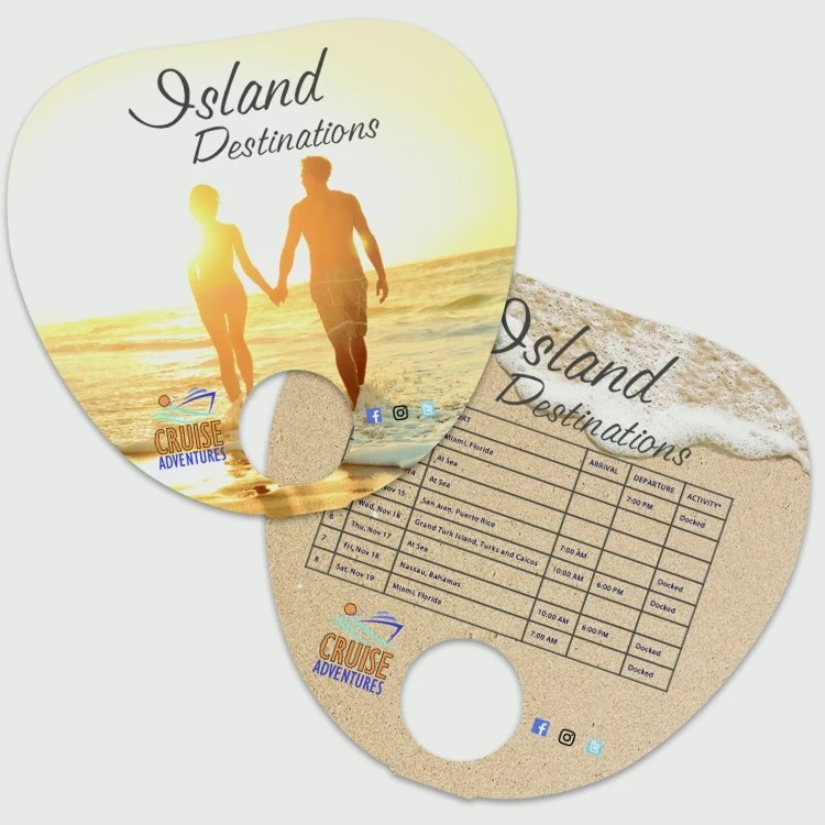 Hand Fan - No Handle - 8.875x8.375 Palm/Leaf Laminated - 14 pt. 1