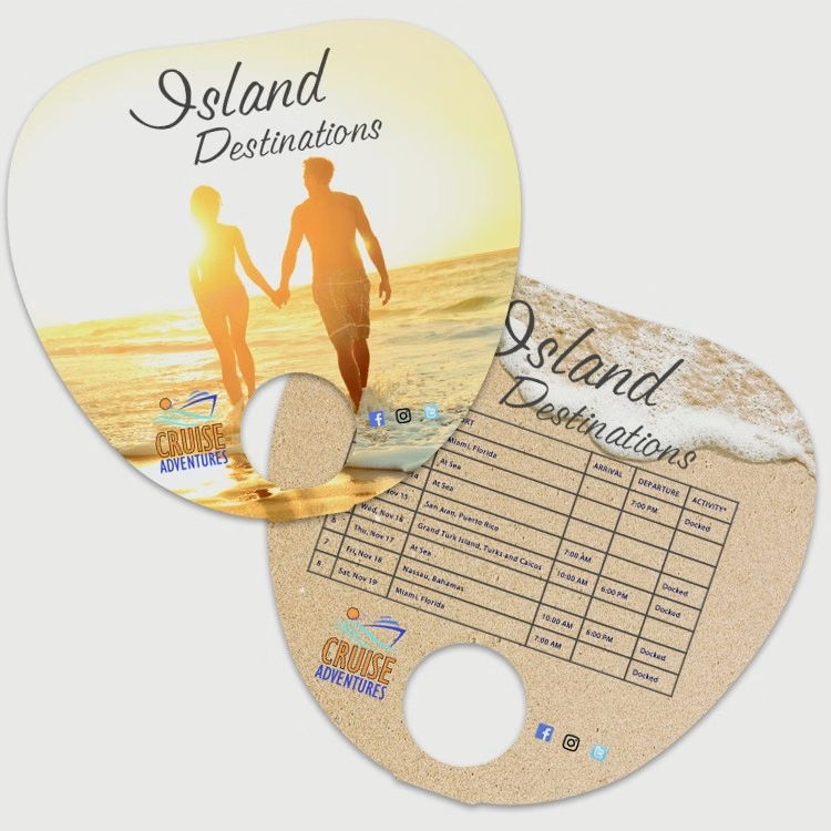 Hand Fan - No Handle - 8.875x8.375 Palm/Leaf Laminated - 14 pt.