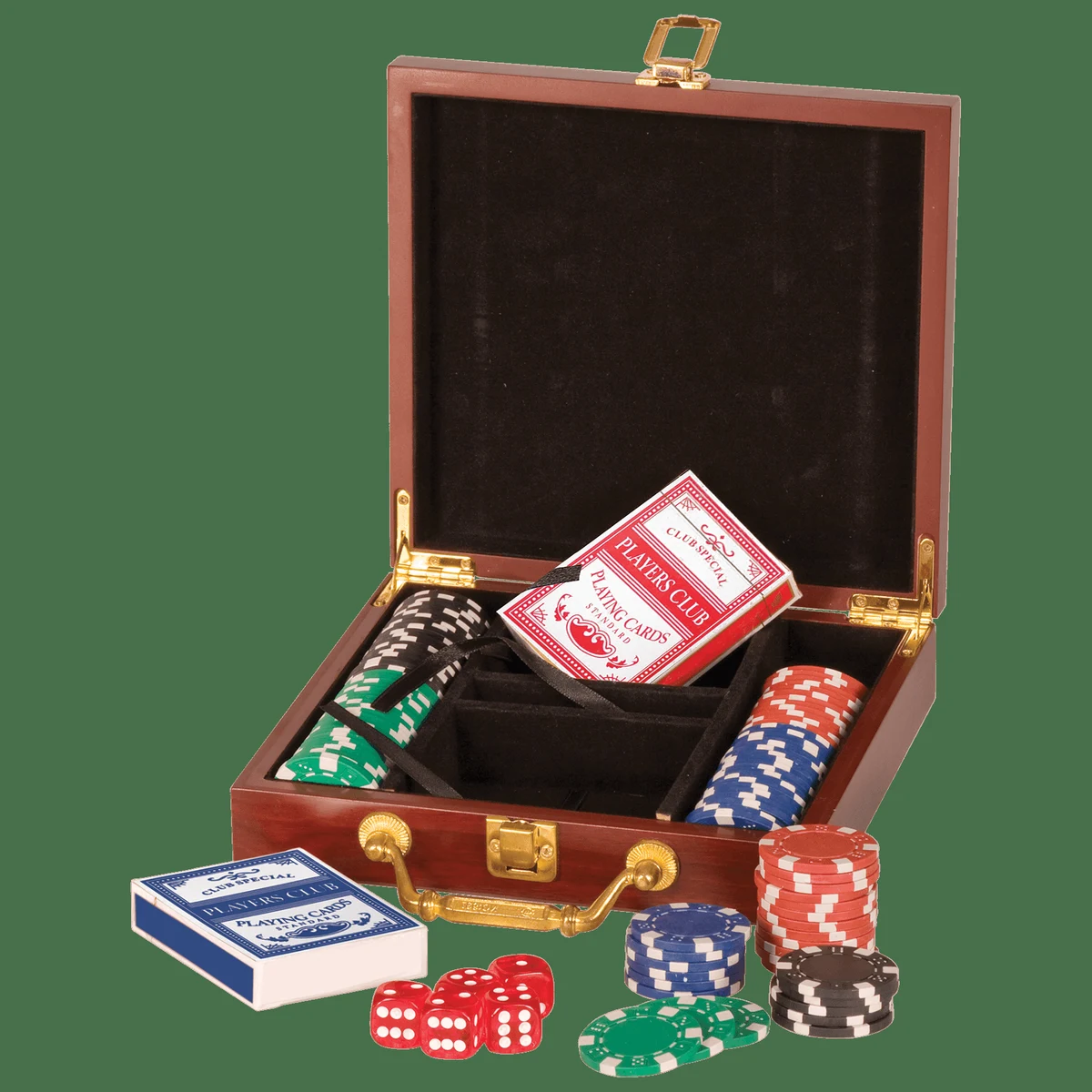 Rosewood Finish 100 Chip Poker Set 1