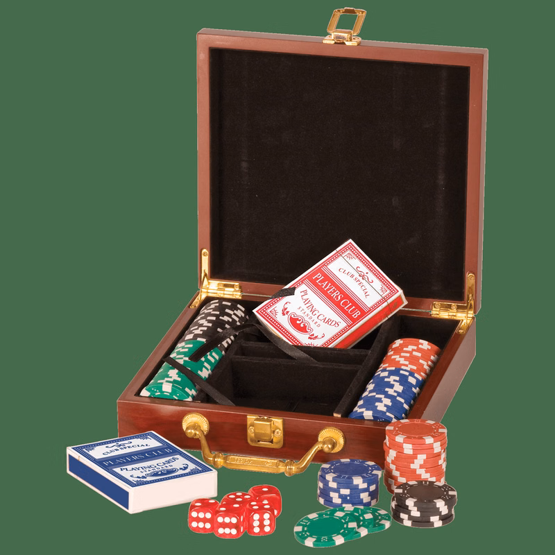 Rosewood Finish 100 Chip Poker Set