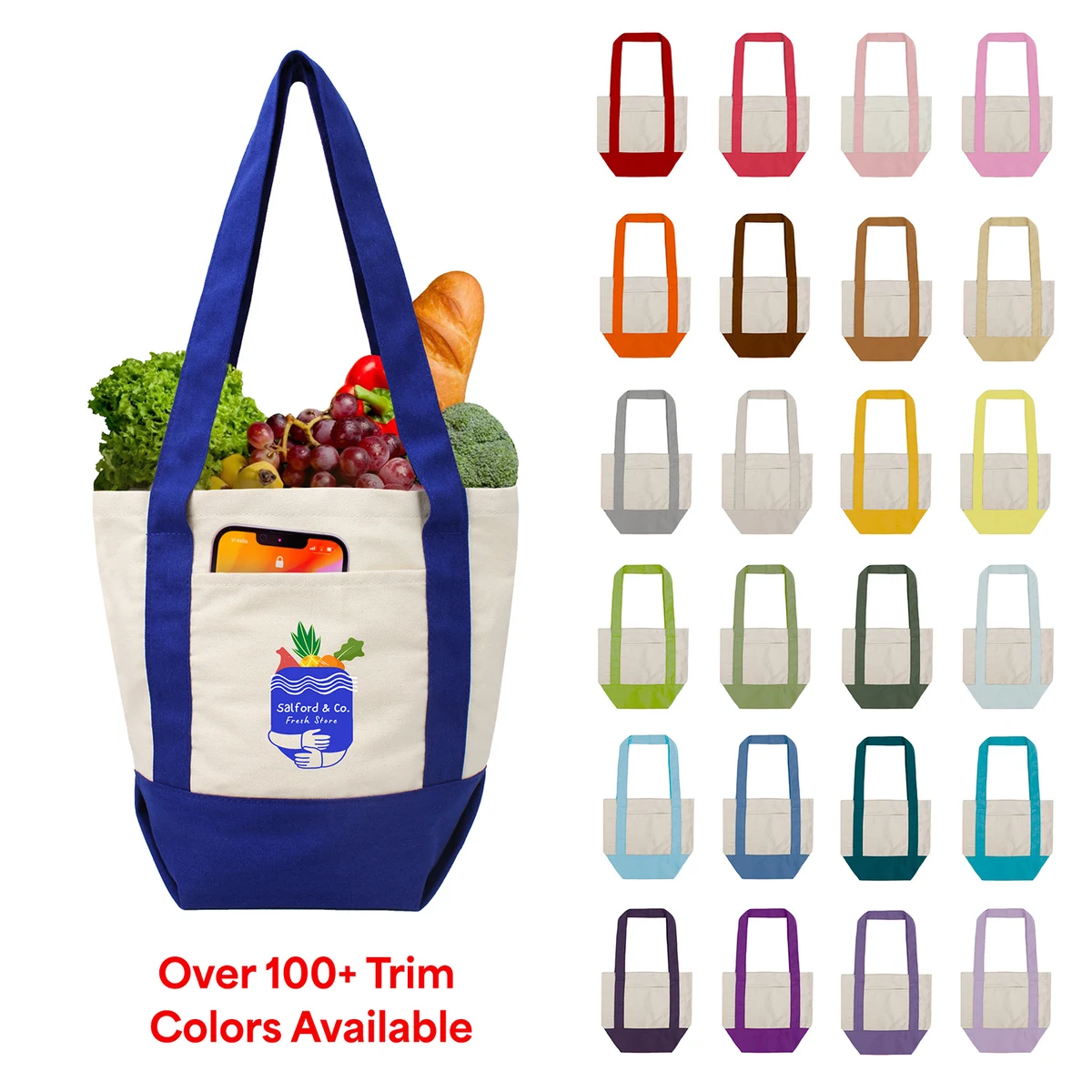 Custom 10 Oz Mini Cotton Canvas Boat Tote (Price include Air Shipping Direct to Customer) 1