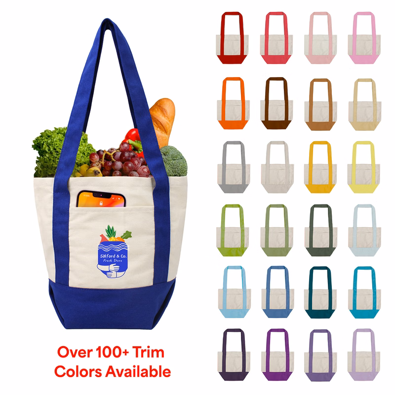 Custom 10 Oz Mini Cotton Canvas Boat Tote (Price include Air Shipping Direct to Customer)