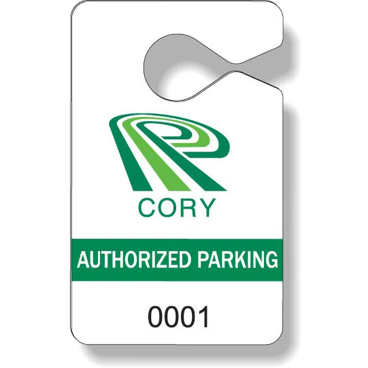 .020 White Gloss Plastic Parking Tag / Permit (2.4"x3.9"), Spot Colours 1