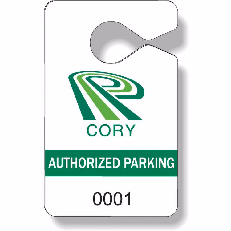.020 White Gloss Plastic Parking Tag / Permit (2.4"x3.9"), Spot Colours