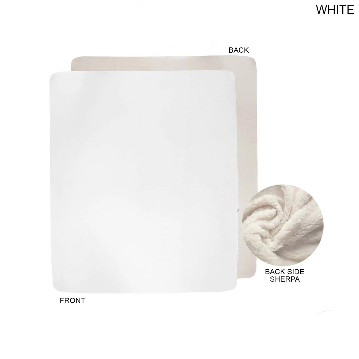 Sherpa Faux Wool Lined Micro Mink White Couch sized Throw Blanket, 50x60, Blank Only 1