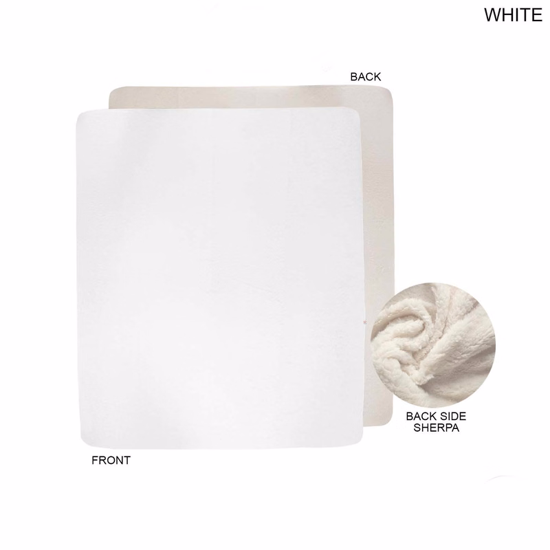 Sherpa Faux Wool Lined Micro Mink White Couch sized Throw Blanket, 50x60, Blank Only