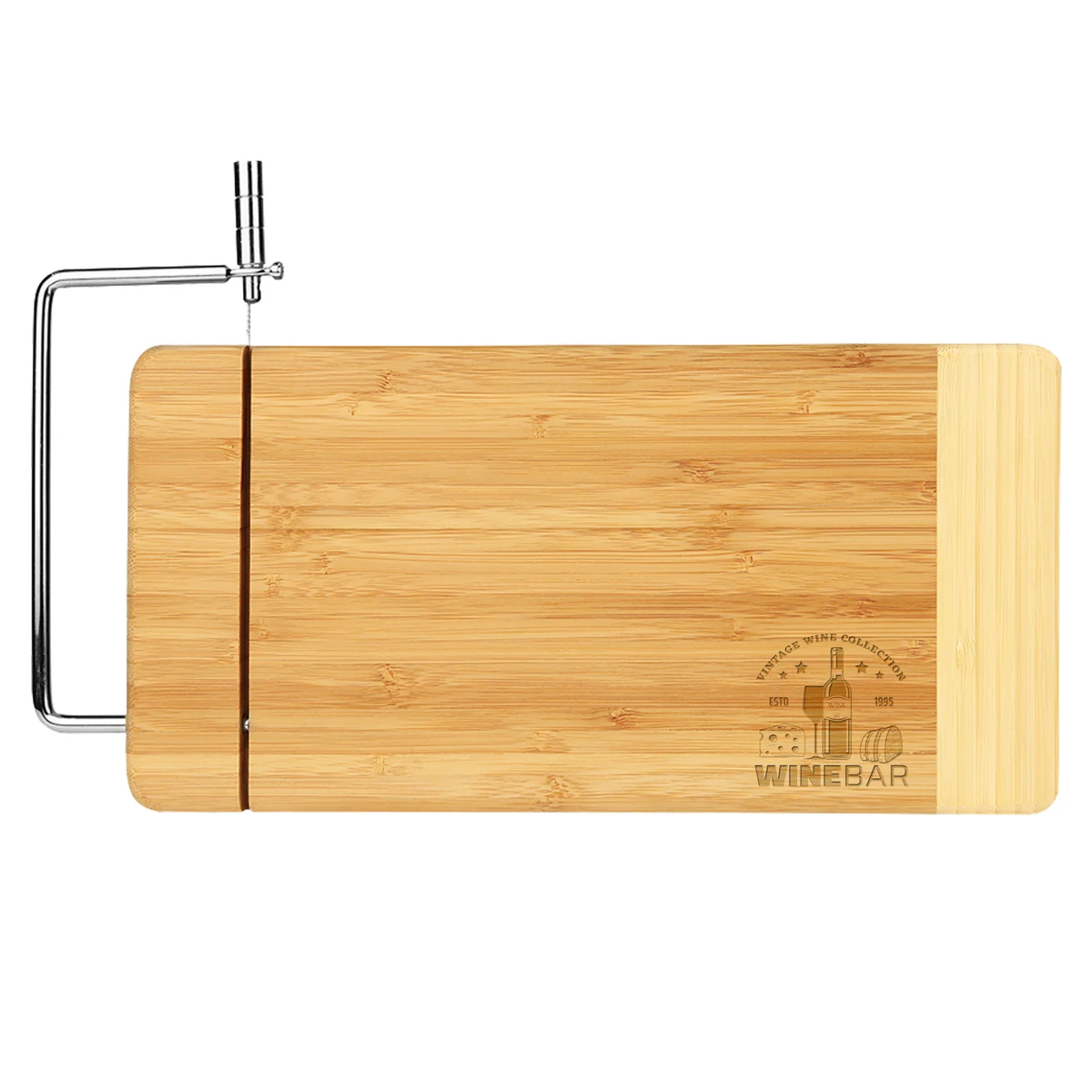 Bamboo Rectangle Cutting Board w/ Metal Cheese Cutter 1