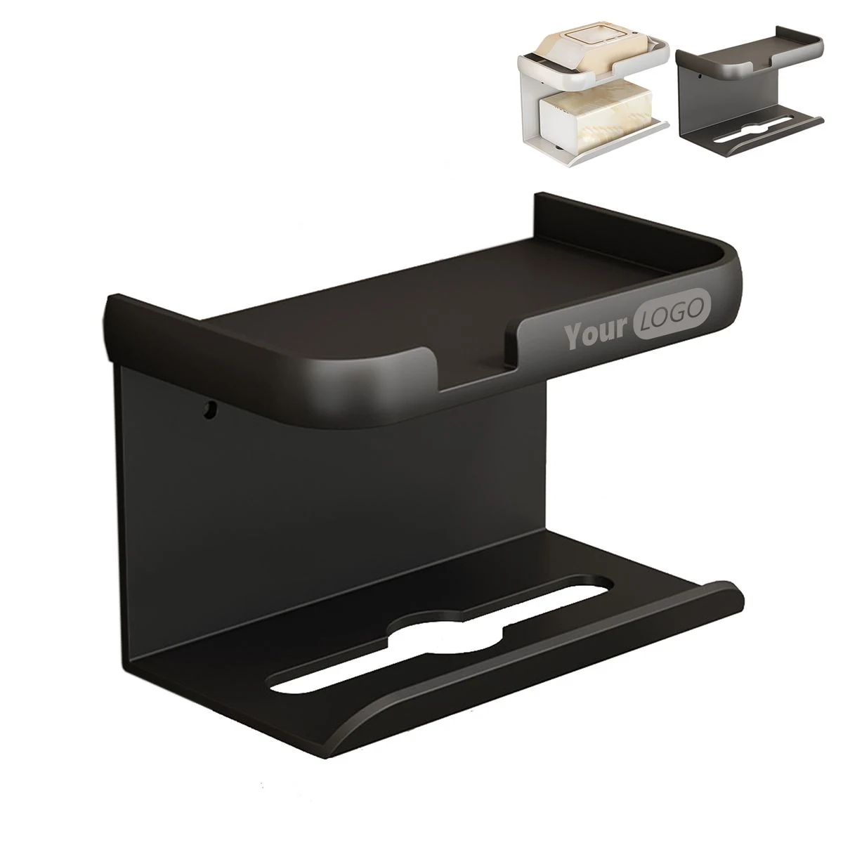 Aluminum Toilet Paper Roll Holder with Shelf for Bathroom 1