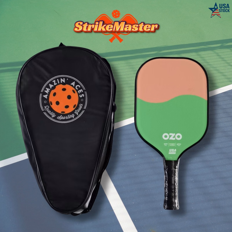 StrikeMaster Single Fiberglass Pickleball Paddle with PU Leather Bag